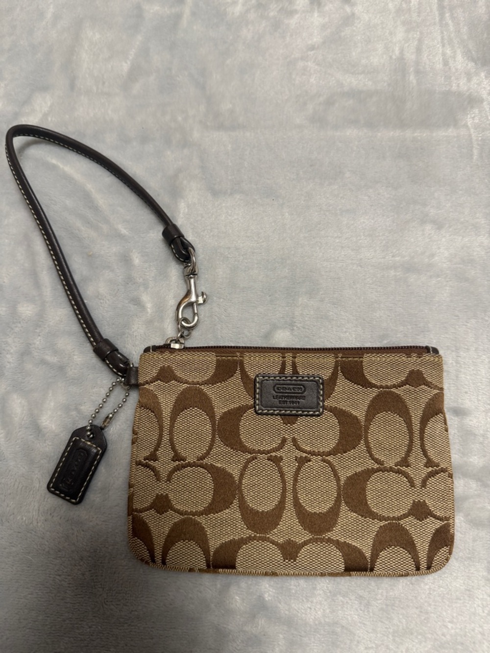 Vintage COACH Brown Monogram Wristlet